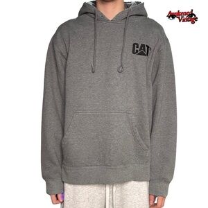 CAT Caterpillar Hoodie grey size XL skater Y2K
